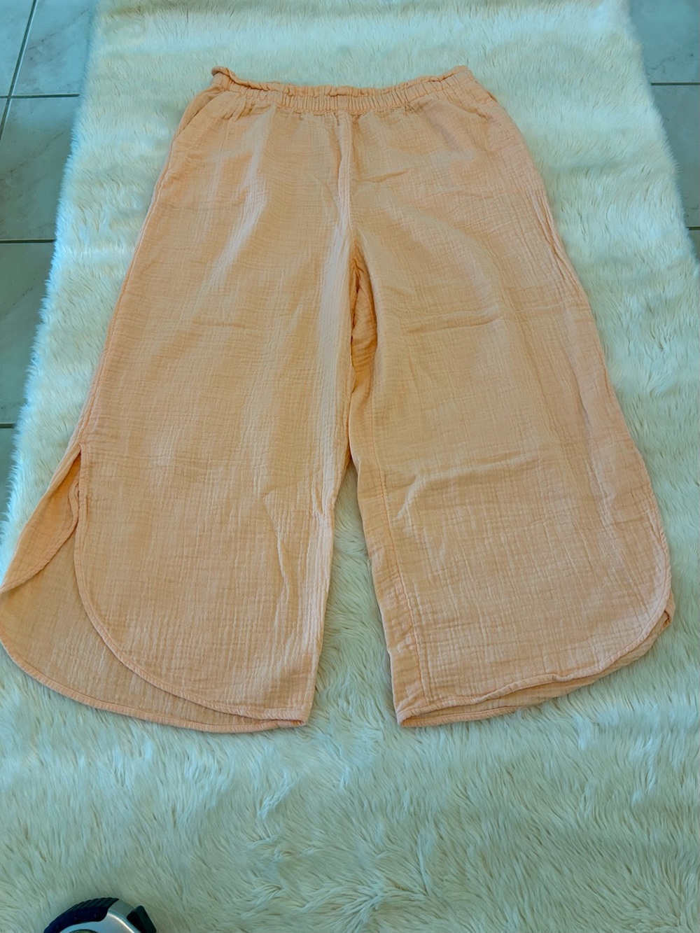 Soma Peach Cotton Gauze Wide Leg Cropped Pant